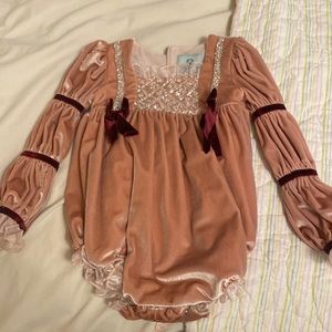 Petite maison kids beaded velvet romper